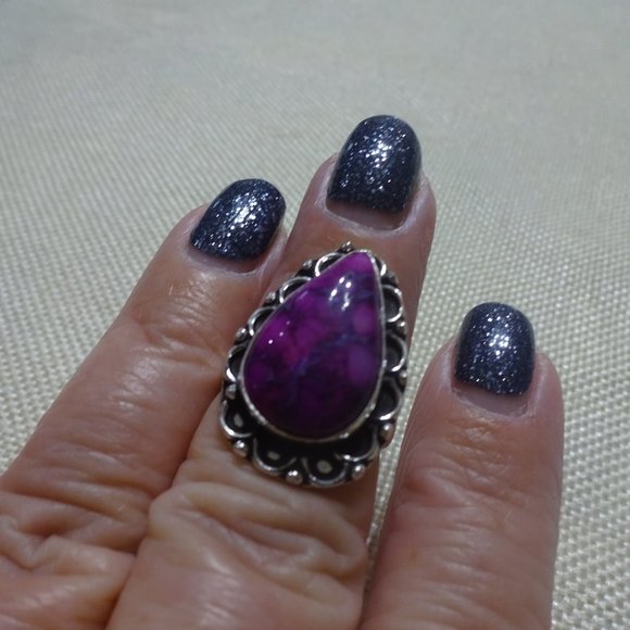 Gorgeous "DENDRITE OPAL" Handmade Sterling Ring Size 7.75 #459B - Picture 3 of 3